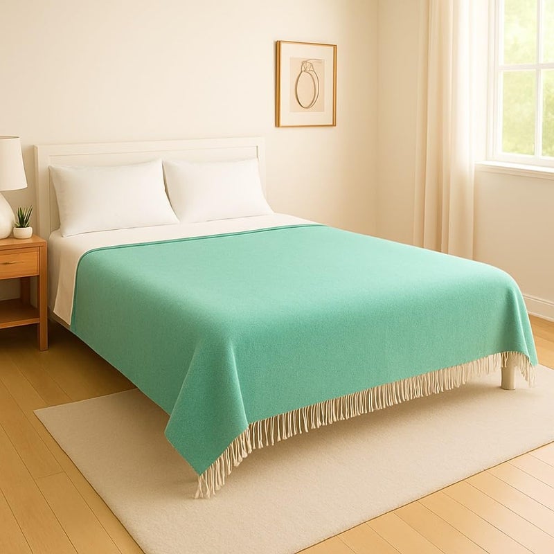 Open Road Goods Handmade Solid Color Yoga Blanket - Thick Mexican Blanket or Throw - Made for Yoga! (Mint Blanket) - Image 1